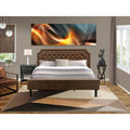 2-Piece King Bedroom Set: Button Tufted Bed & Wire Brushed Nightstand