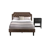 2-Piece King Bedroom Set: Button Tufted Bed & Wire Brushed Nightstand