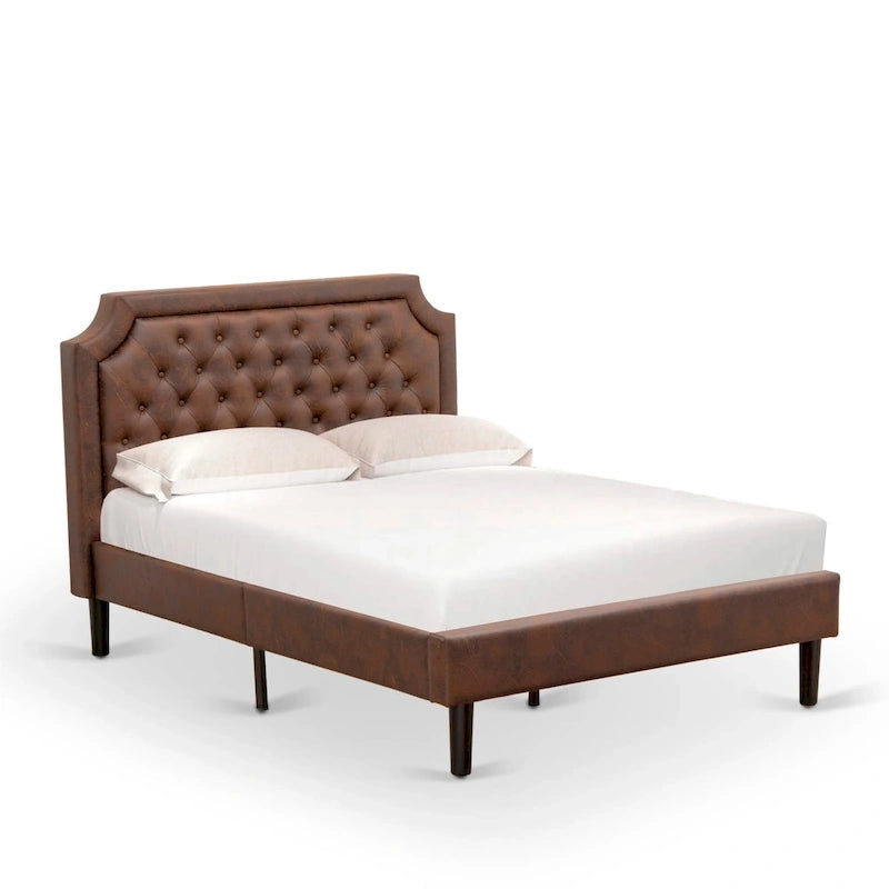 2-Piece King Bedroom Set: Button Tufted Bed & Wire Brushed Nightstand