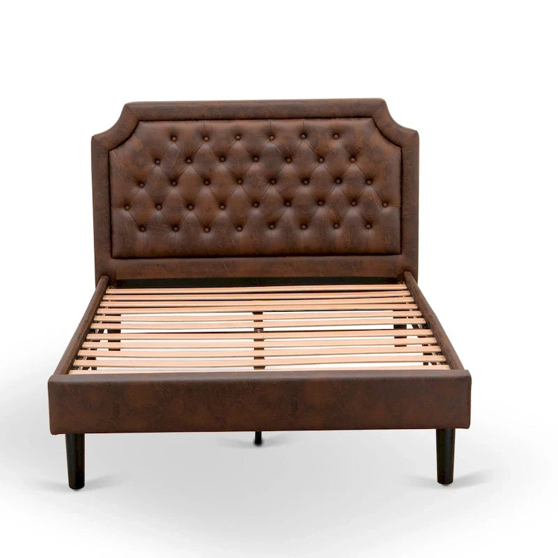2-Piece King Bedroom Set: Button Tufted Bed & Wire Brushed Nightstand