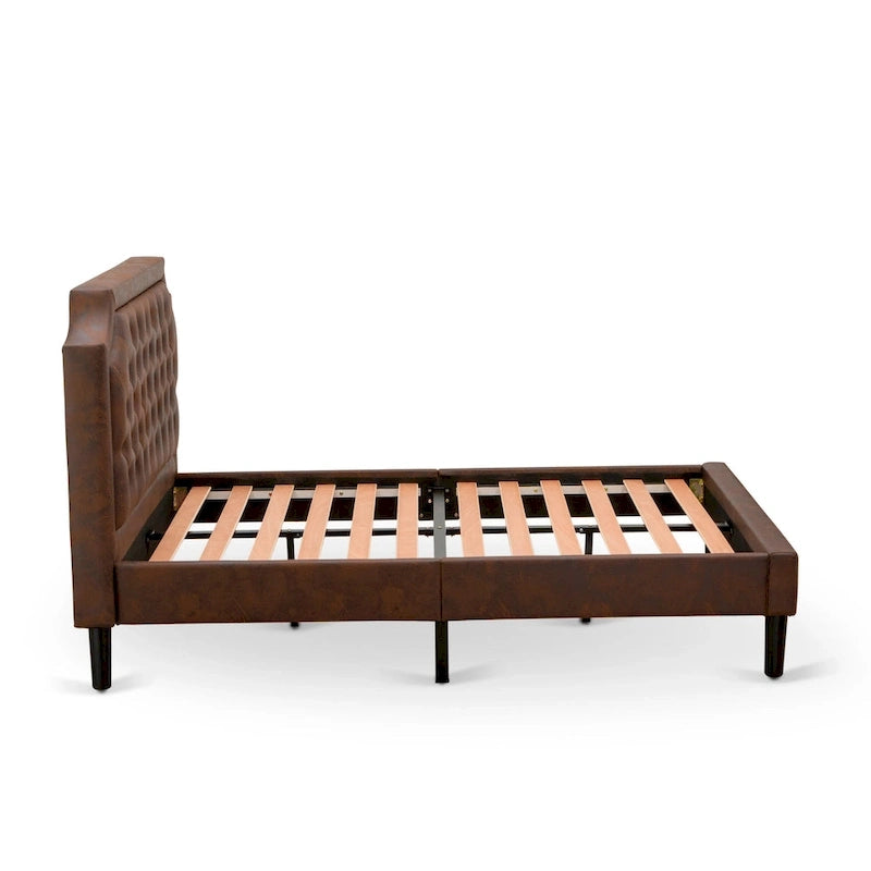 2-Piece King Bedroom Set: Button Tufted Bed & Wire Brushed Nightstand
