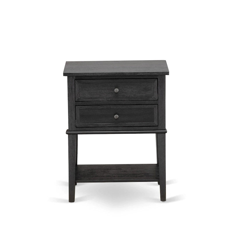 2-Piece King Bedroom Set: Button Tufted Bed & Wire Brushed Nightstand