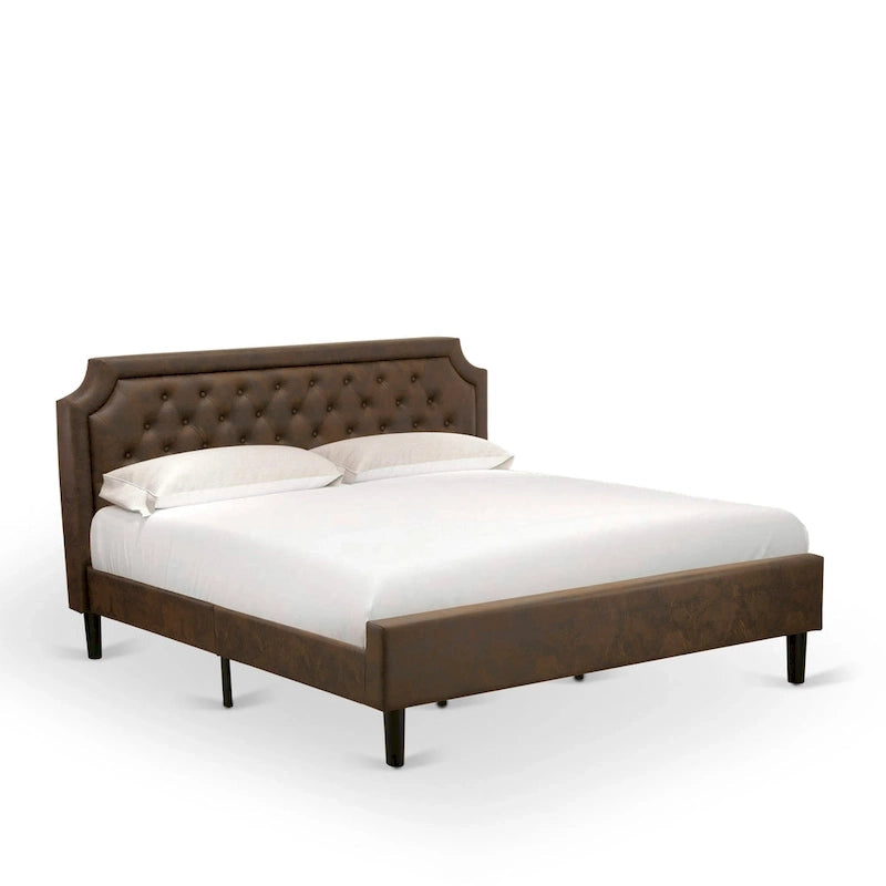 2-Piece King Bedroom Set: Button Tufted Bed & Wire Brushed Nightstand