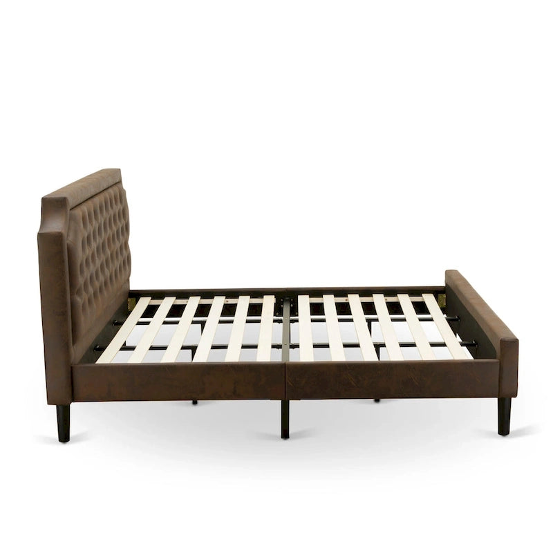 2-Piece King Bedroom Set: Button Tufted Bed & Wire Brushed Nightstand