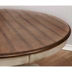 Weathered Oak Round Dining Set with Pedestal Table & 4 Cushioned Chairs
