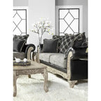 2-Tone Ebony Sofa & Loveseat Set with Coffee Table & 2 End Tables
