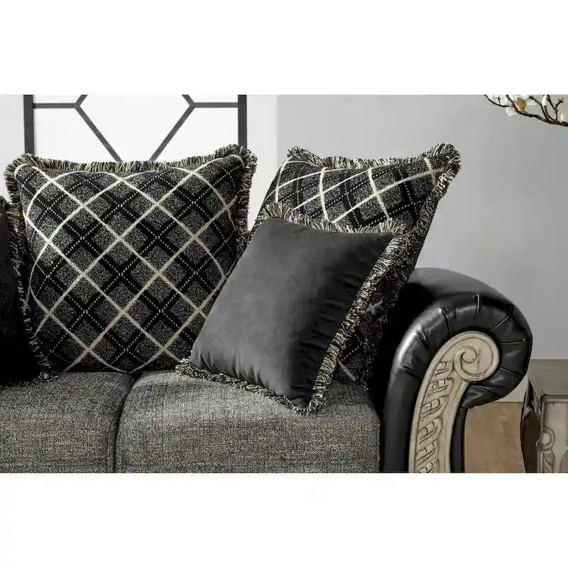 2-Tone Ebony Sofa & Loveseat Set with Coffee Table & 2 End Tables