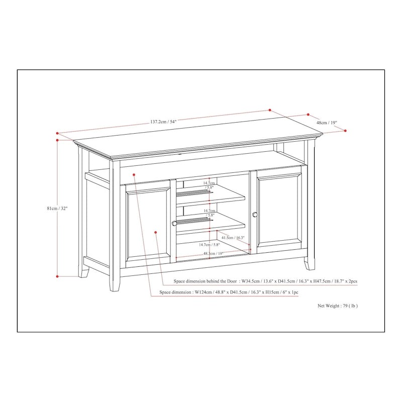 Solid Wood Transitional TV Stand with Storage & Cord Management, 54" Wide