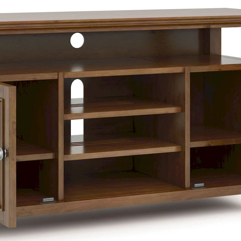 Solid Wood Transitional TV Stand with Storage & Cord Management, 54" Wide