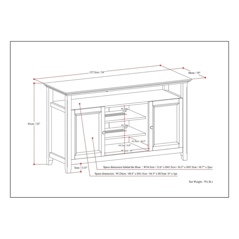 Solid Wood Transitional TV Stand with Storage & Cord Management, 54" Wide