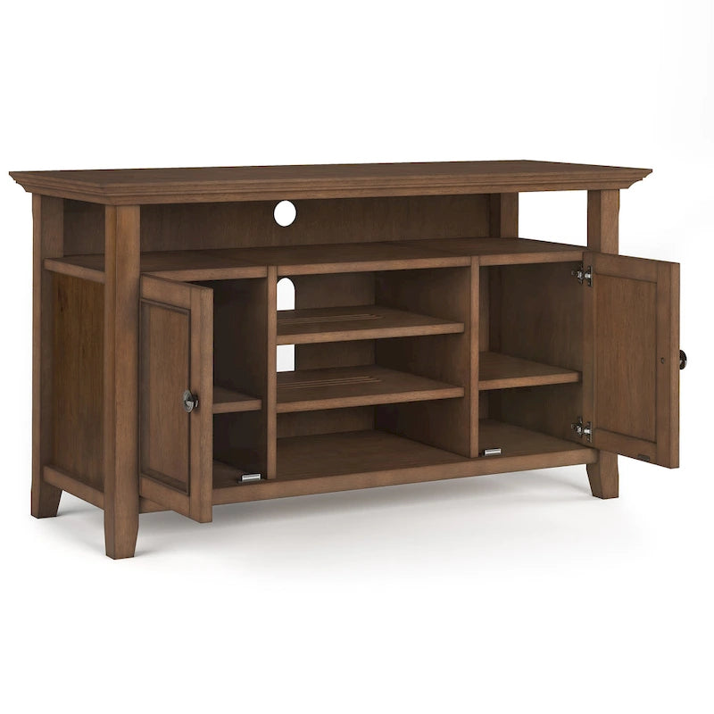Solid Wood Transitional TV Stand with Storage & Cord Management, 54" Wide