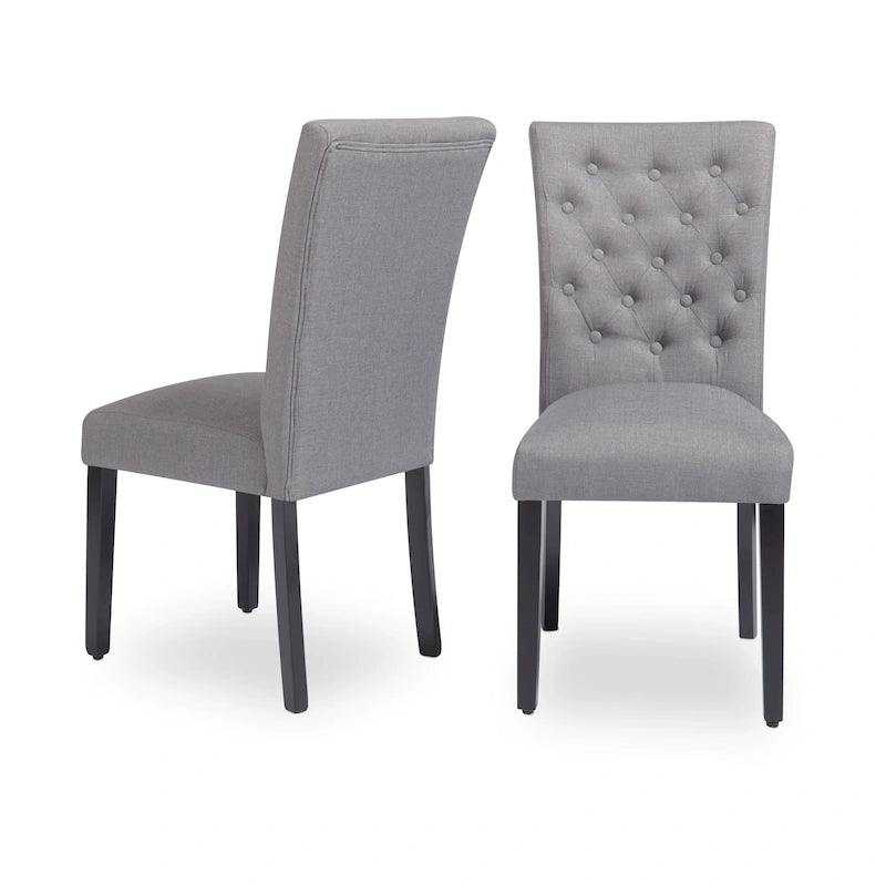 Upholstered Armless Button-Tufted Parson Dining Chairs, Set of 2