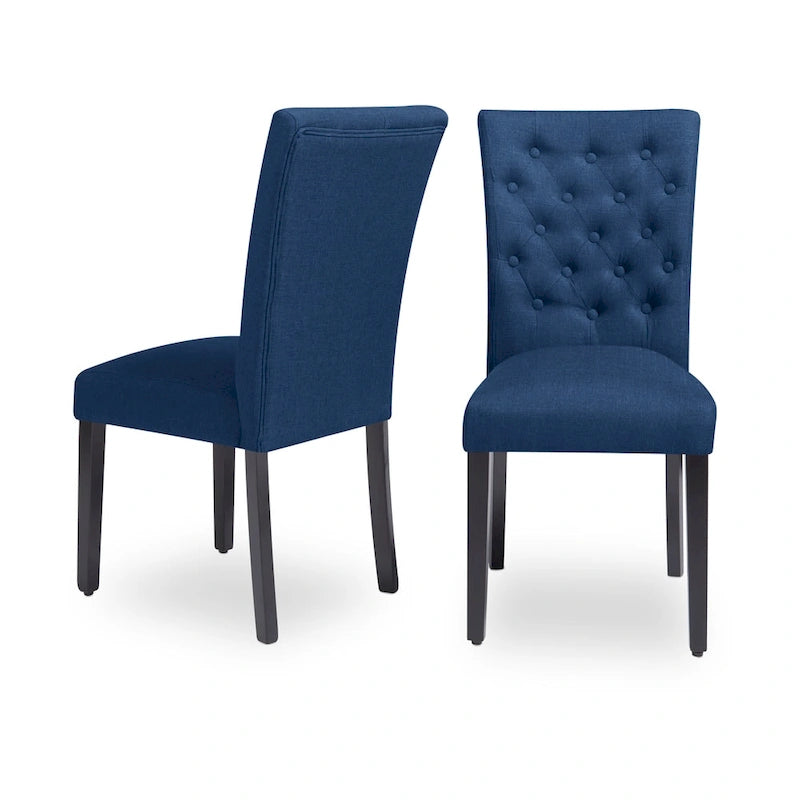 Upholstered Armless Button-Tufted Parson Dining Chairs, Set of 2
