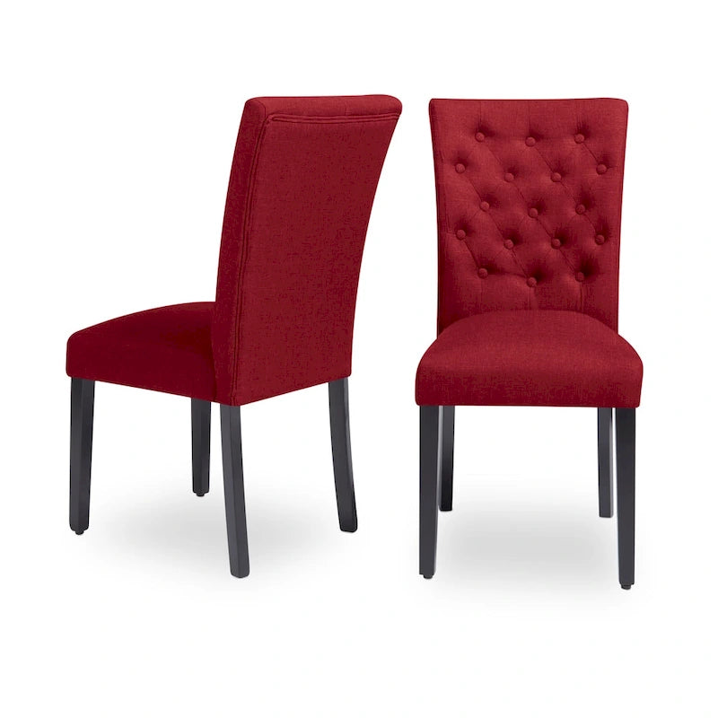 Upholstered Armless Button-Tufted Parson Dining Chairs, Set of 2