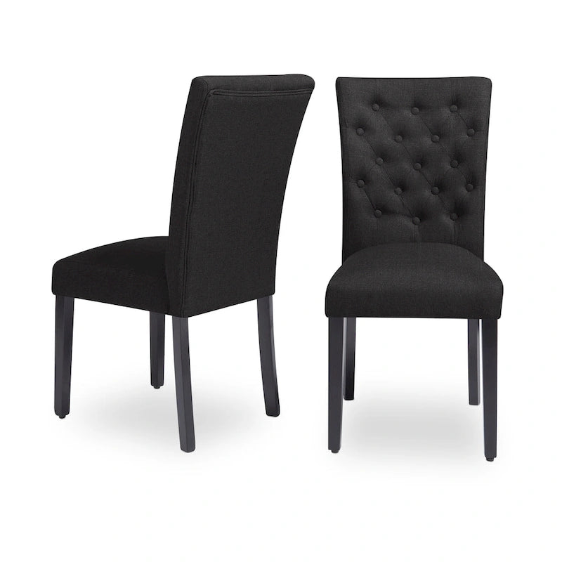 Upholstered Armless Button-Tufted Parson Dining Chairs, Set of 2