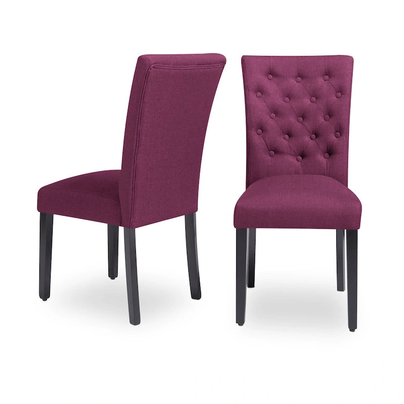 Upholstered Armless Button-Tufted Parson Dining Chairs, Set of 2