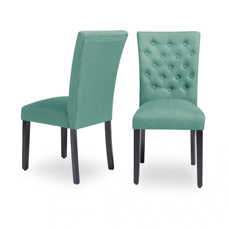 Upholstered Armless Button-Tufted Parson Dining Chairs, Set of 2