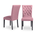 Upholstered Armless Button-Tufted Parson Dining Chairs, Set of 2