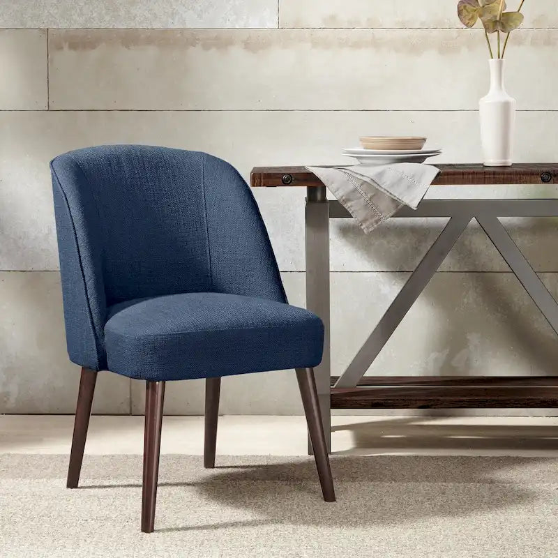 Rounded Back Dining Chair with Espresso Frame & High-Density Foam Seat