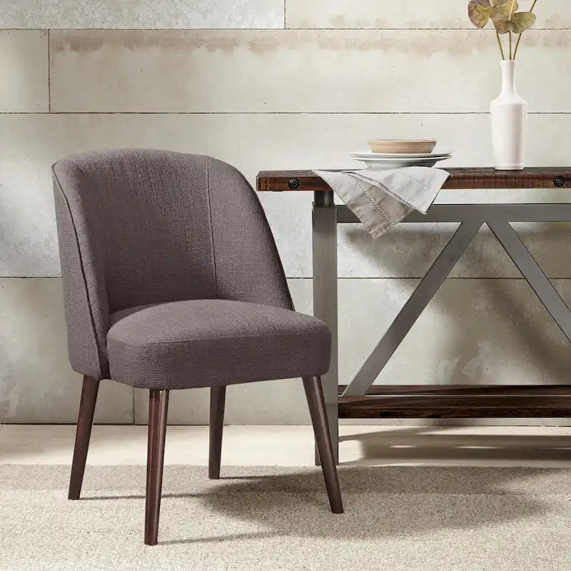 Rounded Back Dining Chair with Espresso Frame & High-Density Foam Seat