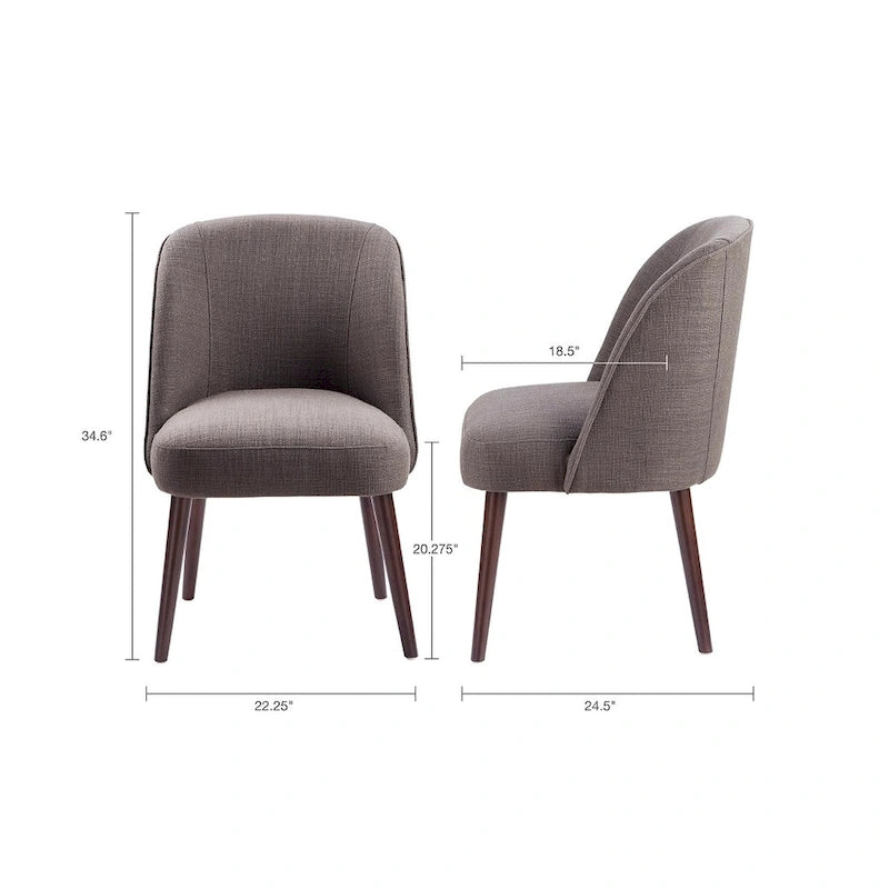 Rounded Back Dining Chair with Espresso Frame & High-Density Foam Seat