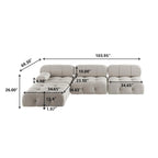 L-Shaped Velvet Sectional Sofa with Ottoman