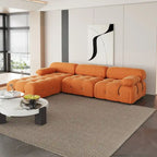 L-Shaped Velvet Sectional Sofa with Ottoman