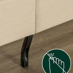 Beige Button Tufted King Platform Bed with Steel Frame & 5-Year Warranty