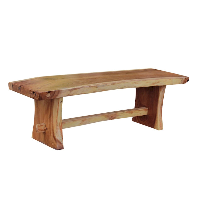 Chic Teak Suar Live Edge Slab Backless Bench approximately 69 long