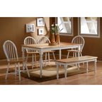 Cream Farmhouse Rectangle Dining Table in Rubberwood, Seats Up to 6