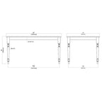Cream Farmhouse Rectangle Dining Table in Rubberwood, Seats Up to 6