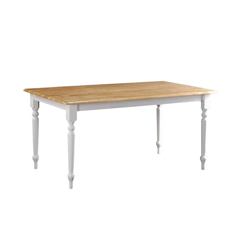 Cream Farmhouse Rectangle Dining Table in Rubberwood, Seats Up to 6