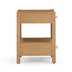 Acacia Wood 2-Drawer Nightstand with Rustic Brass Accents