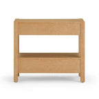Acacia Wood 2-Drawer Nightstand with Rustic Brass Accents