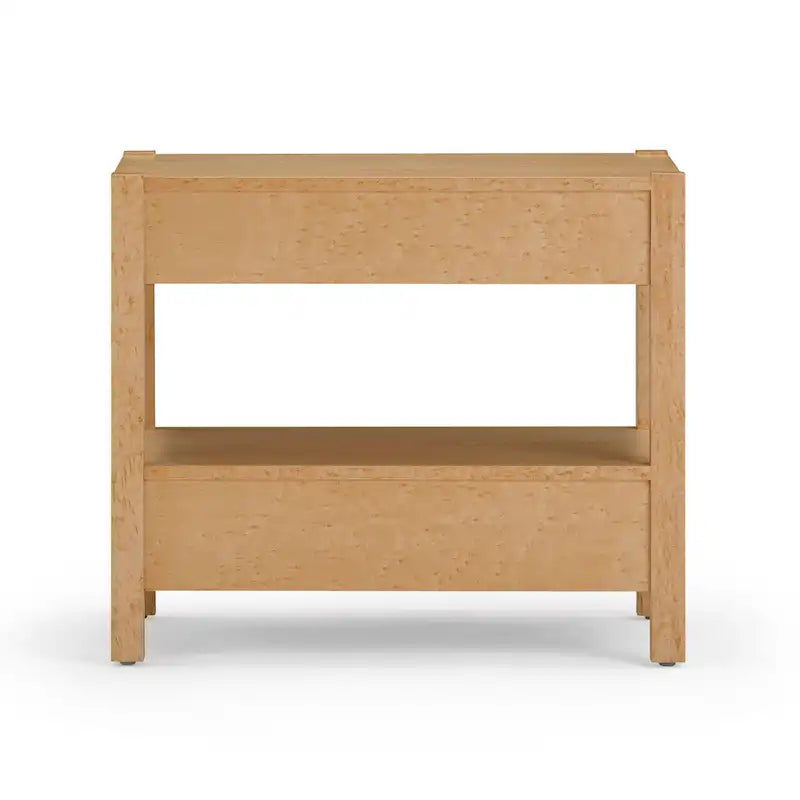 Acacia Wood 2-Drawer Nightstand with Rustic Brass Accents