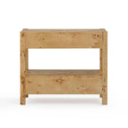 Acacia Wood 2-Drawer Nightstand with Rustic Brass Accents