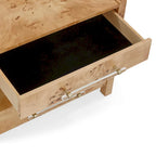 Acacia Wood 2-Drawer Nightstand with Rustic Brass Accents