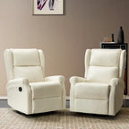 Swivel Faux Leather Recliner with Hidden Footrest & Pocket, Set of 2