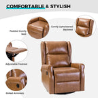 Swivel Faux Leather Recliner with Hidden Footrest & Pocket, Set of 2