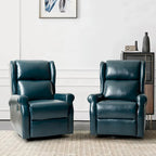 Swivel Faux Leather Recliner with Hidden Footrest & Pocket, Set of 2