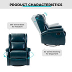 Swivel Faux Leather Recliner with Hidden Footrest & Pocket, Set of 2
