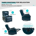 Swivel Faux Leather Recliner with Hidden Footrest & Pocket, Set of 2