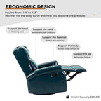 Swivel Faux Leather Recliner with Hidden Footrest & Pocket, Set of 2