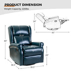 Swivel Faux Leather Recliner with Hidden Footrest & Pocket, Set of 2