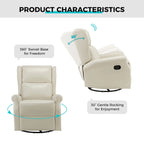 Swivel Faux Leather Recliner with Hidden Footrest & Pocket, Set of 2