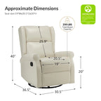 Swivel Faux Leather Recliner with Hidden Footrest & Pocket, Set of 2