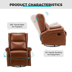Swivel Faux Leather Recliner with Hidden Footrest & Pocket, Set of 2