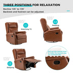 Swivel Faux Leather Recliner with Hidden Footrest & Pocket, Set of 2