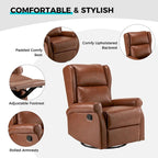 Swivel Faux Leather Recliner with Hidden Footrest & Pocket, Set of 2