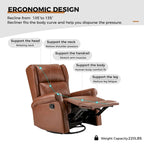 Swivel Faux Leather Recliner with Hidden Footrest & Pocket, Set of 2